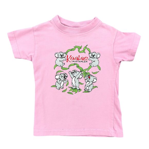 Around Australia Vintage Pink Koalas Australia Print Graphic‎ Tee T-Shirt Size 4 - Picture 1 of 7